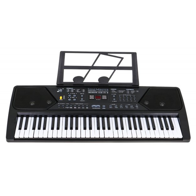 Elektrinis pianinas MQ-600UFB vaikams su mikrofonu ir natų stovu 61 klavišas, juodas
