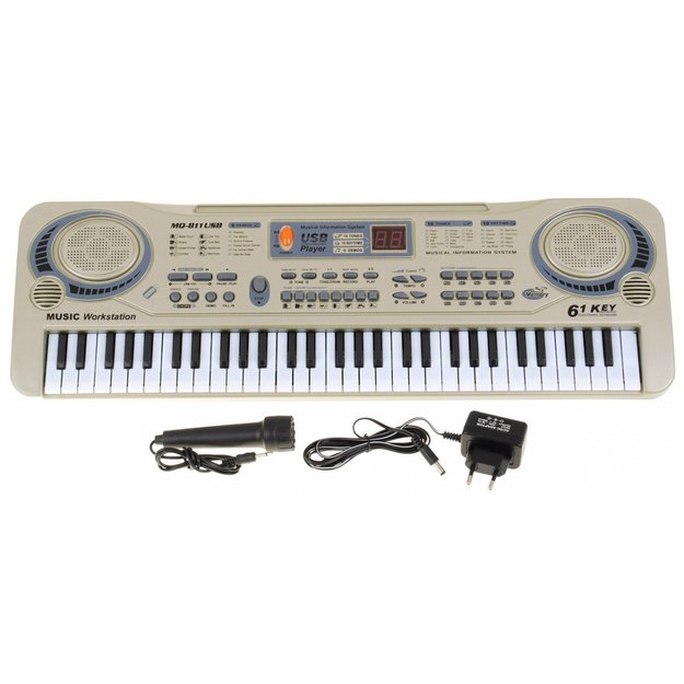 Elektrinis pianinas vaikams su mikrofonu  MQ-811USB, smėlio spalvos