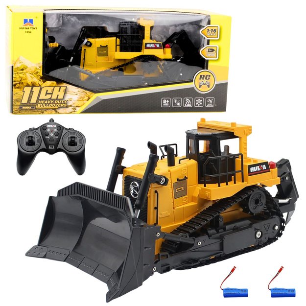 Nuotoliniu būdu valdomas statybinis buldozeris 1:16, geltonas