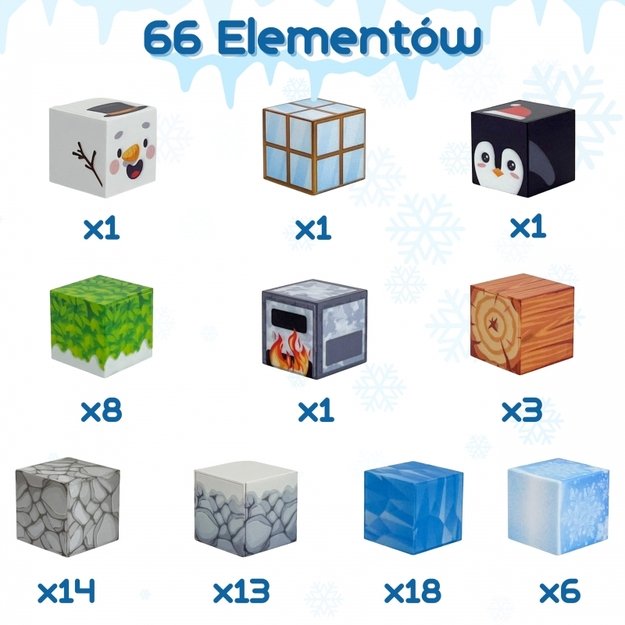 Magnetinių 3D statybinių blokų rinkinys vaikams „Žiemos pasaulis“ 66 vnt. WOOPIE  1