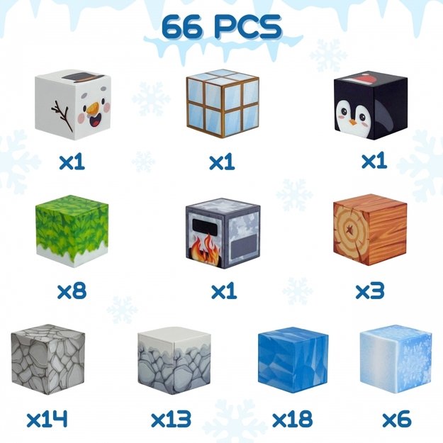 Magnetinių 3D statybinių blokų rinkinys vaikams „Žiemos pasaulis“ 66 vnt. WOOPIE  2