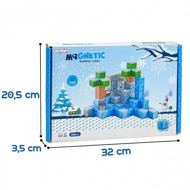 Magnetinių 3D statybinių blokų rinkinys vaikams „Žiemos pasaulis“ 66 vnt. WOOPIE  4