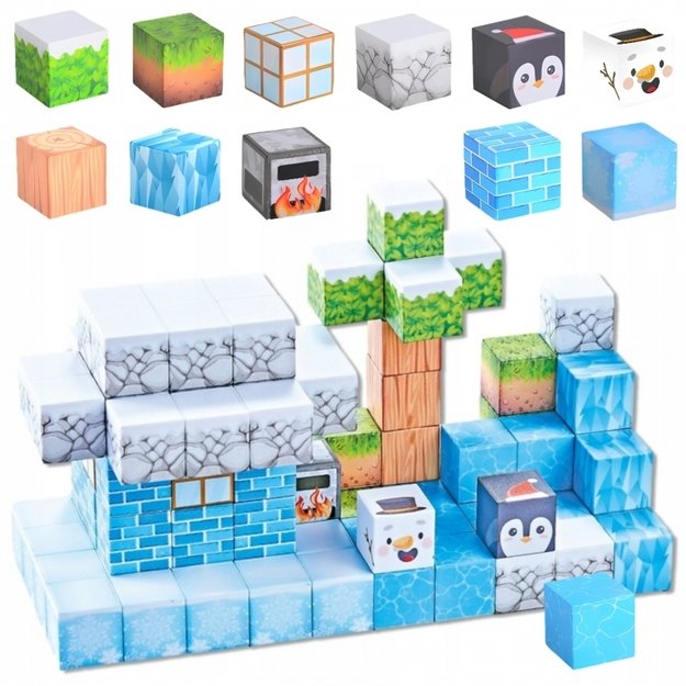 Magnetinių 3D statybinių blokų rinkinys vaikams „Žiemos pasaulis“ 66 vnt. WOOPIE  5
