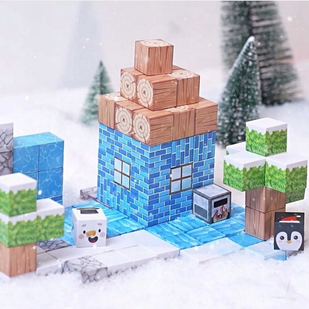 Magnetinių 3D statybinių blokų rinkinys vaikams „Žiemos pasaulis“ 66 vnt. WOOPIE  6