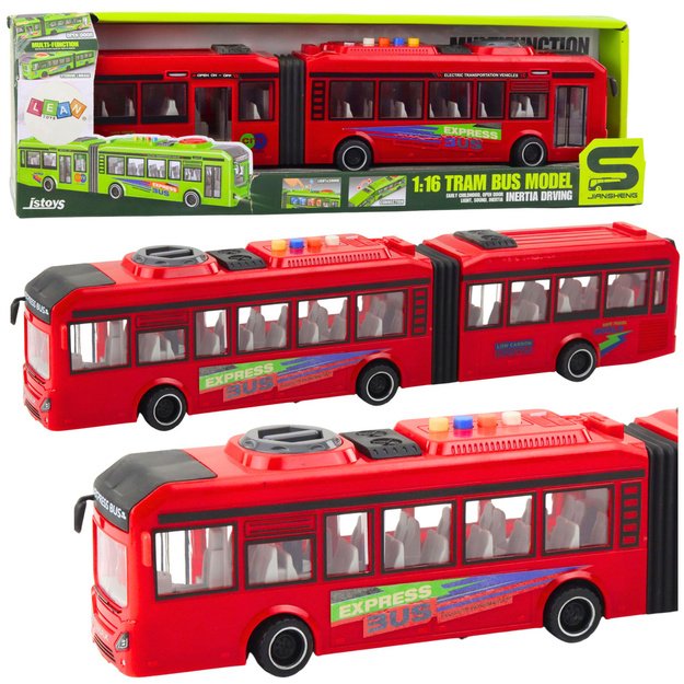 Žaislinis autobusas su atidaromomis durimis 1:16, raudonas