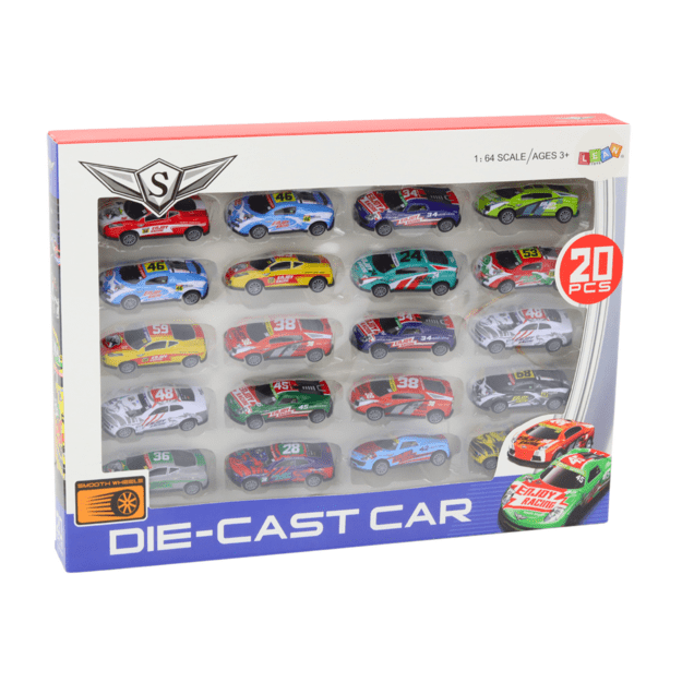 Žaislinių lenktyninių sportinių automobilių rinkinys 1:64 20 vnt. 4