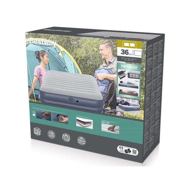 Dvivietis pripučiamas čiužinys su elektriniu siurbliu 203x152x36cm, Bestway