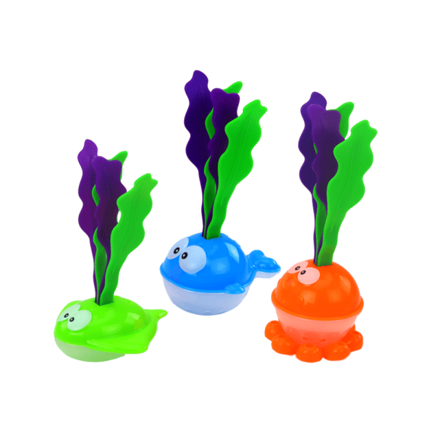 Vonios žaislas krepšelis su  žuvis su dumbliais 2in1