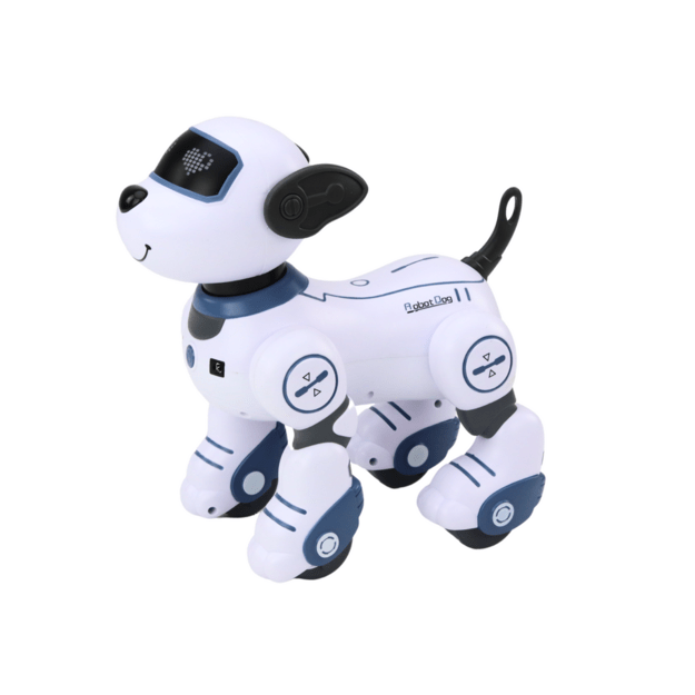 Nuotoliniu būdu valdomas robotas šuo, mėlynas