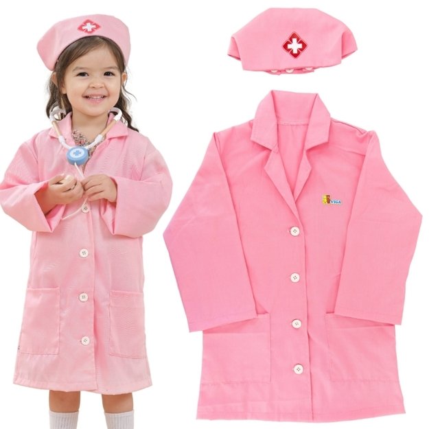 Mažojo slaugytojo apranga su kepure, rožinė, VIGA