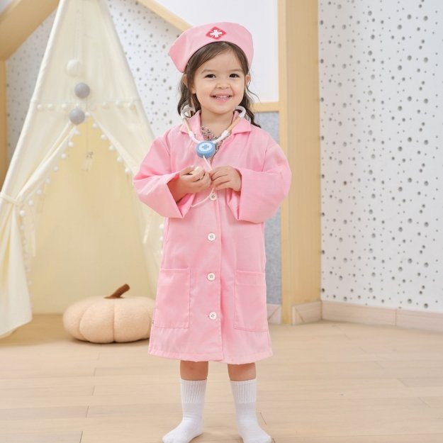 Mažojo slaugytojo apranga su kepure, rožinė, VIGA 2