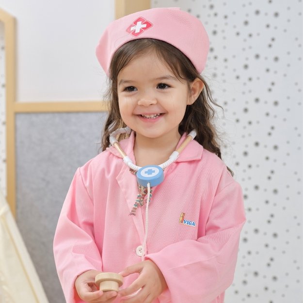 Mažojo slaugytojo apranga su kepure, rožinė, VIGA 3