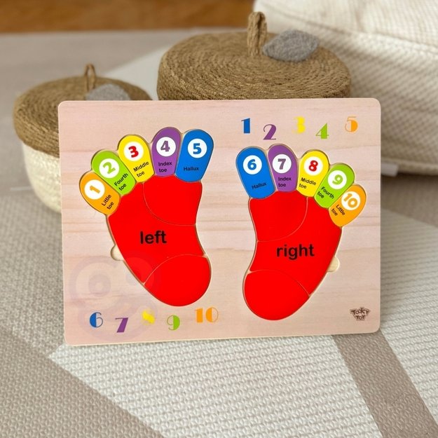 Lavinamoji medinė dėlionė, pėdos, TOOKY TOY