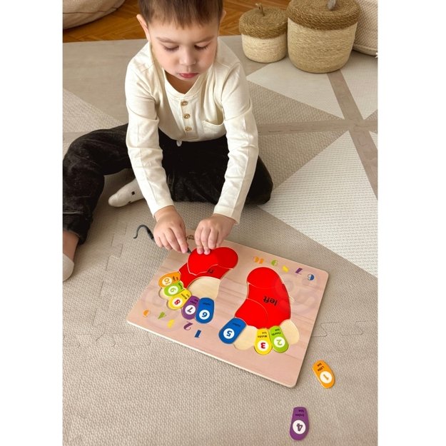 Lavinamoji medinė dėlionė, pėdos, TOOKY TOY