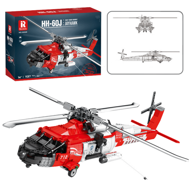 Statybinis gelbėjimo sraigtasparnio HH-60J Jayhawk konstruktoriaus rinkinys vaikams  1137 el.