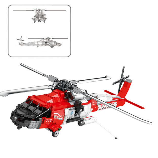 Statybinis gelbėjimo sraigtasparnio HH-60J Jayhawk konstruktoriaus rinkinys vaikams  1137 el.