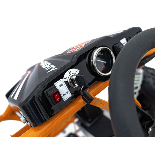 Vienvietis elektrinis sportinis kartingas MAIGHTY vaikams, oranžinis