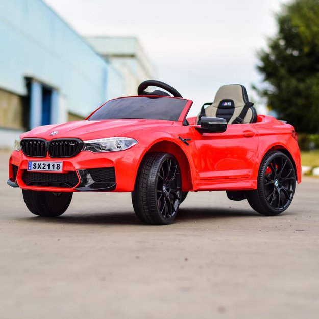 Vienvietis elektromobilis vaikams BMW M5, raudonas lakuotas