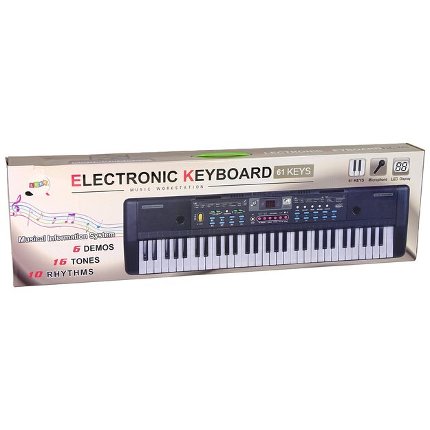 Muzikinis pianinas vaikams MQ-6112 su mikrofonu 61 klavišas, juodas