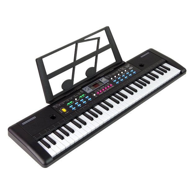 Muzikinis pianinas vaikams MQ-6112 su mikrofonu 61 klavišas, juodas
