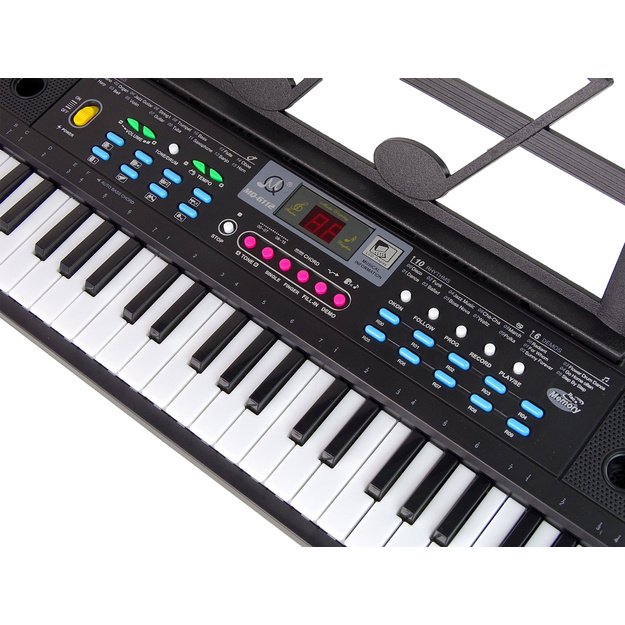 Muzikinis pianinas vaikams MQ-6112 su mikrofonu 61 klavišas, juodas