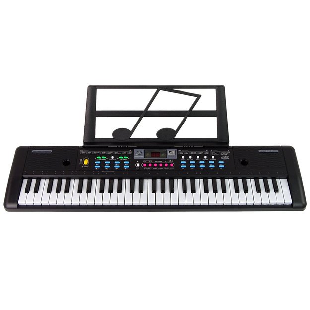 Muzikinis pianinas vaikams MQ-6112 su mikrofonu 61 klavišas, juodas