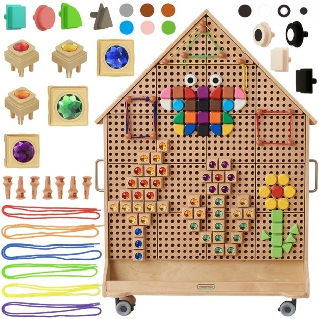 Medinė STEM laisvai pastatoma lenta XXL su priedais, MASTERKIDZ