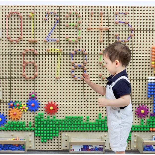 Medinė STEM laisvai pastatoma lenta XXL su priedais, MASTERKIDZ