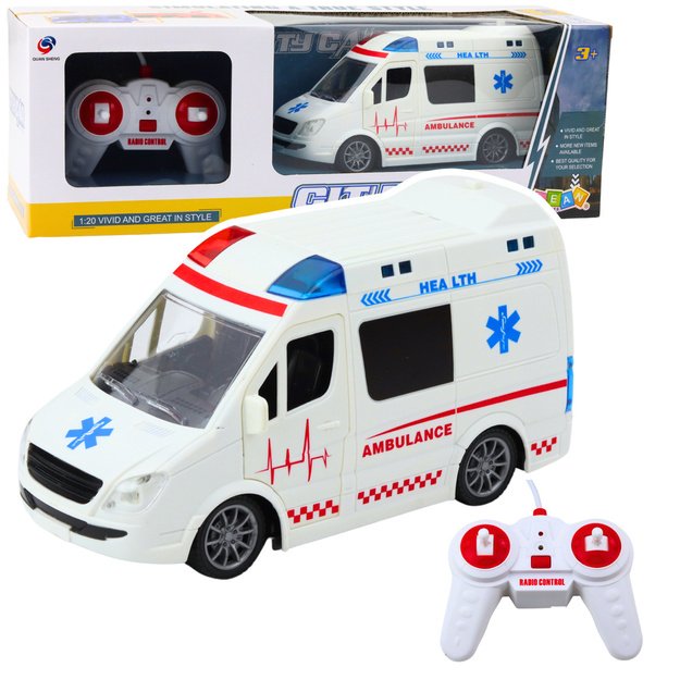 Nuotoliniu būdu valdomas greitosios pagalbos automobilis 1:20, baltas