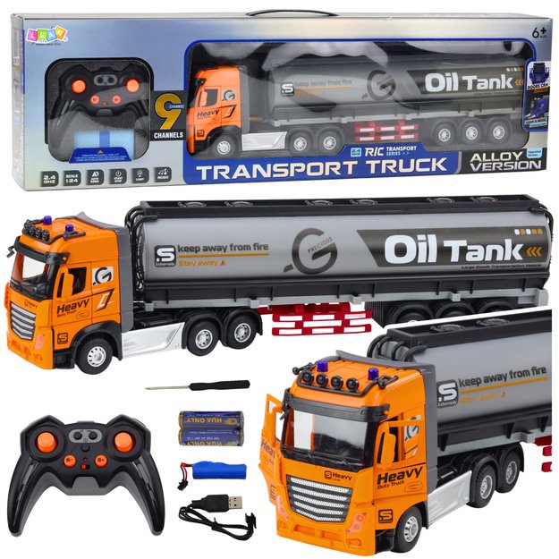 Nuotoliniu būdu valdomas automobilis autocisterna 1:24, oranžinė
