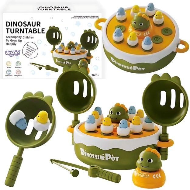 Arkadinis dinozaurų žvejybos žaidimas vaikams 4in1, WOOPIE 
