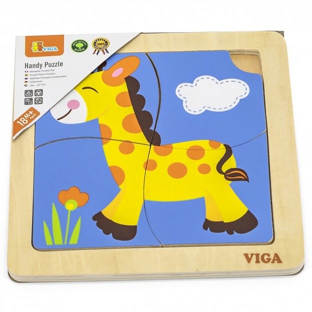 Mano pirmoji medinė dėlionė 4 vnt. - Žirafa, Viga
