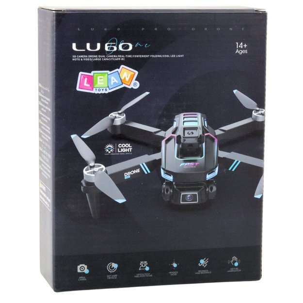 Nuotoliniu būdu valdomas LU60 dronas su dvejomis HD kameromis, juodas 4