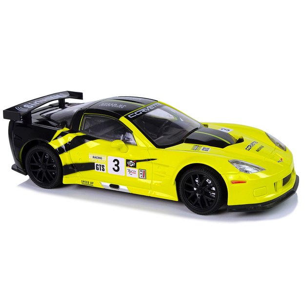 Radijo bangomis valdomas sportinis automobilis Corvette C6.R 1:18 geltonas