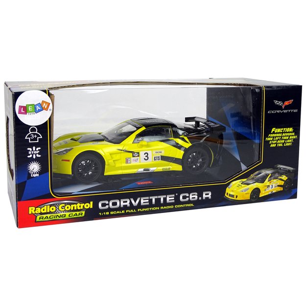 Radijo bangomis valdomas sportinis automobilis Corvette C6.R 1:18 geltonas