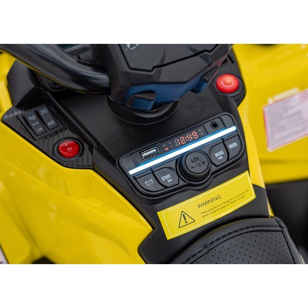 Elektrinis vienvietis keturratis vaikams Can Am Outlander ATV, geltonas 10