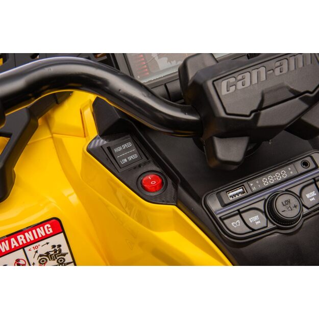 Elektrinis vienvietis keturratis vaikams Can Am Outlander ATV, geltonas 57