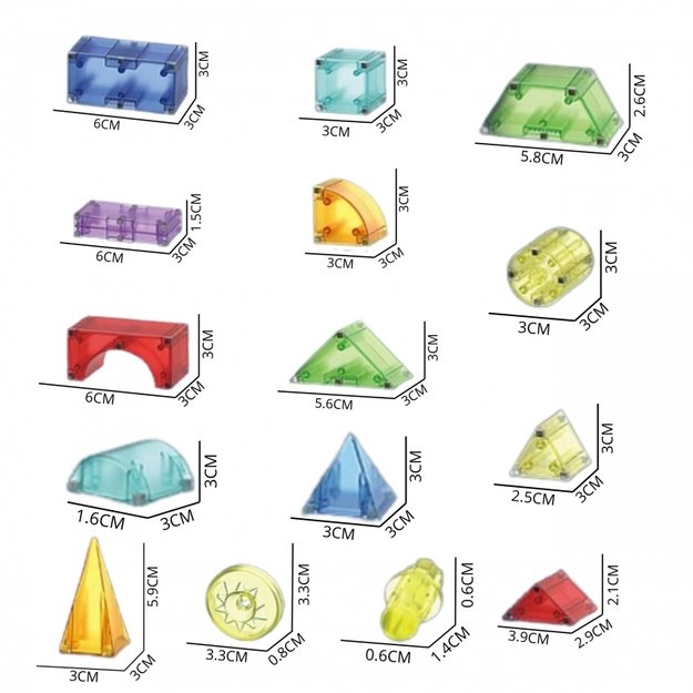 Magnetiniai 3D konstruktoriaus rinkinys 63 vnt., WOOPIE 3