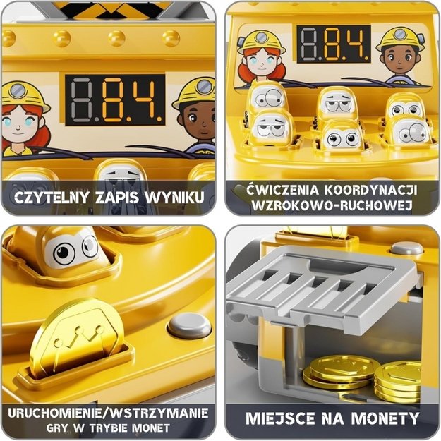 Interaktyvus statybinis sunkvežimis su žaidimu “Whack-a-Mole“, geltonas, WOOPIE  3