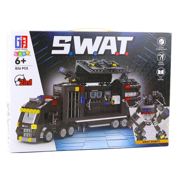 Statybinis SWAT automobilio-roboto konstruktorius vaikams 8in1 826 el. 3