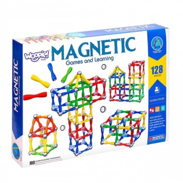 Magnetinių 3D statybinių blokų rinkinys XXL 128 vnt., WOOPIE 4