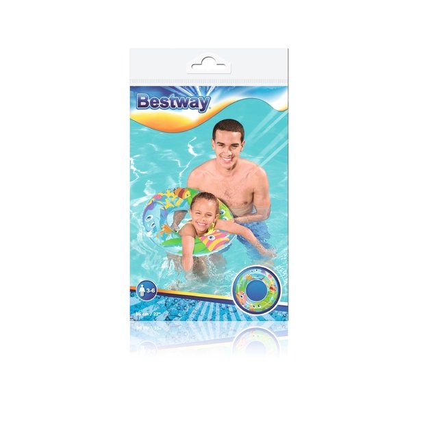 Pripučiamas plaukimo ratas vaikams su vandens gyvūnų motyvais 56cm, BESTWAY