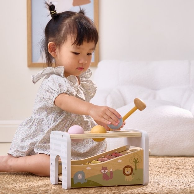 Medinis metalofonas su kamuoliukais ir plaktuku 2in1, VIGA 5