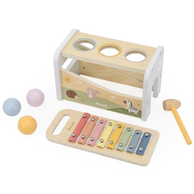 Medinis metalofonas su kamuoliukais ir plaktuku 2in1, VIGA 2