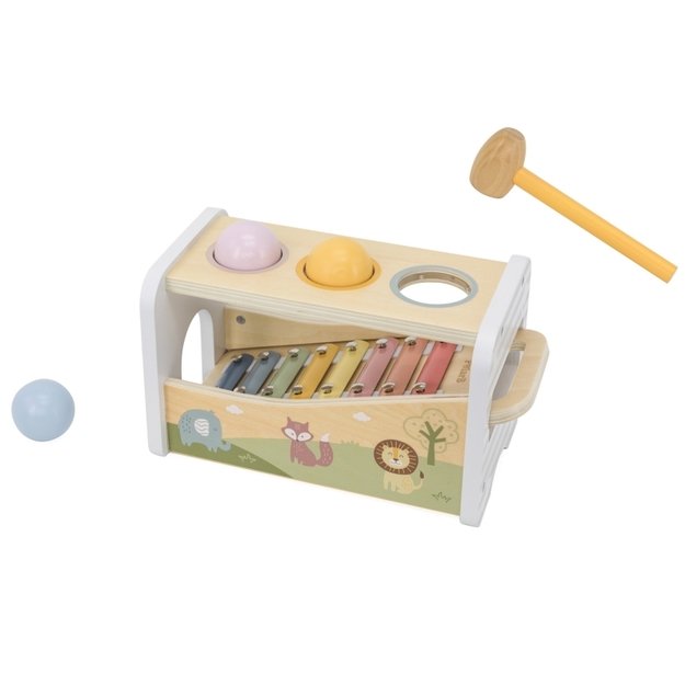 Medinis metalofonas su kamuoliukais ir plaktuku 2in1, VIGA 8