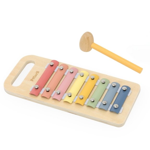 Medinis metalofonas su kamuoliukais ir plaktuku 2in1, VIGA 7