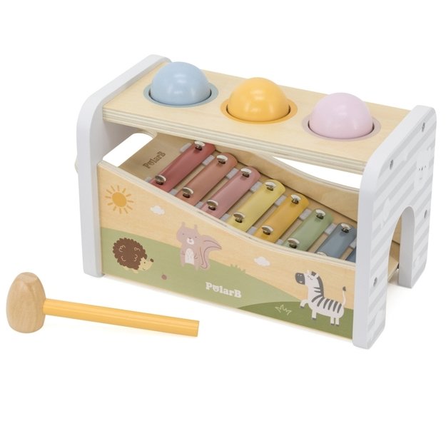 Medinis metalofonas su kamuoliukais ir plaktuku 2in1, VIGA 9