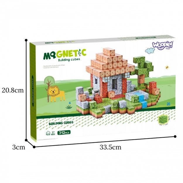 Magnetinių statybinių blokų rinkinys vaikams „World of Blocks“ 108 vnt., WOOPIE 8
