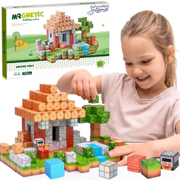Magnetinių statybinių blokų rinkinys vaikams „World of Blocks“ 108 vnt., WOOPIE
