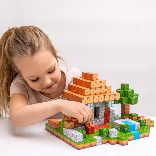 Magnetinių statybinių blokų rinkinys vaikams „World of Blocks“ 108 vnt., WOOPIE 1